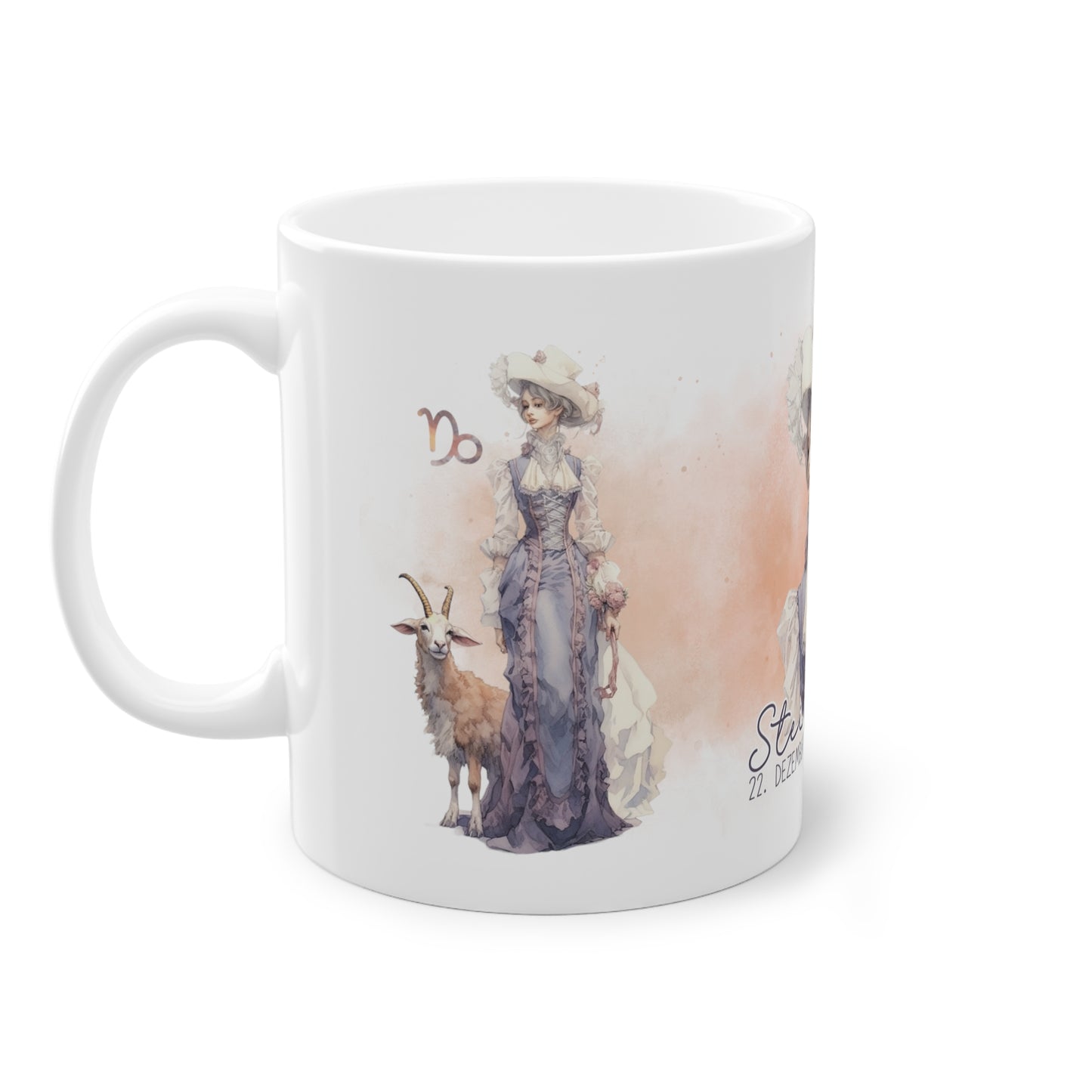 Unsere wunderschöne Motivtasse Steinbock, das perfekte Geschenk für alle im Sternzeichen Steinbock. Mit fantasievollem All-Over Print, ist sie ein Hingucker