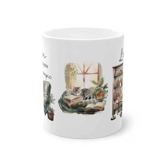 Geschenk Tasse für Bücherwürmer - Lesen ist meine Therapie