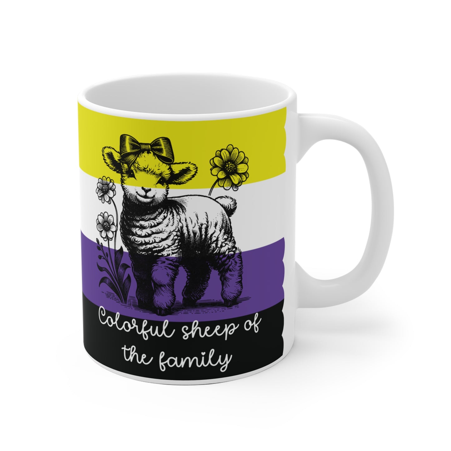 Pride Tasse „Colorful Sheep of the Family“ – non binary Pride Geschenk mit Schaf-Motiv