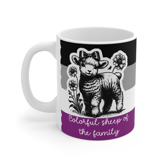 Pride Tasse „Colorful Sheep of the Family“ – Asexual Pride Geschenk mit Schaf-Motiv