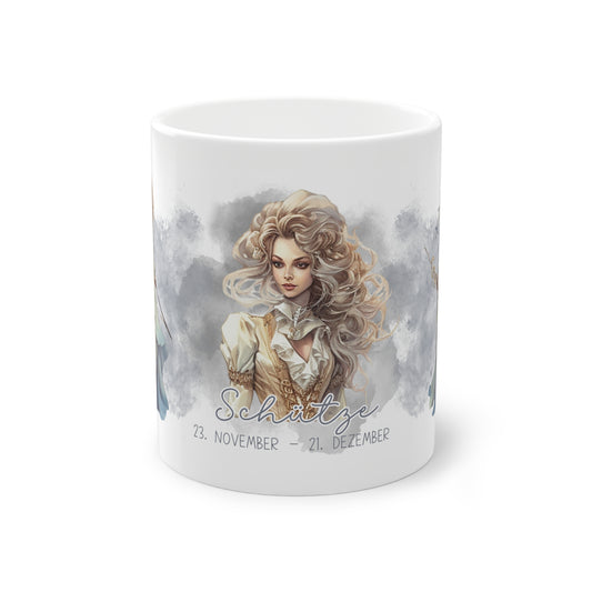 Unsere wunderschöne Motivtasse Schütze, das perfekte Geschenk für alle im Sternzeichen Schütze. Mit fantasievollem All-Over Print, ist sie ein Hingucker.
