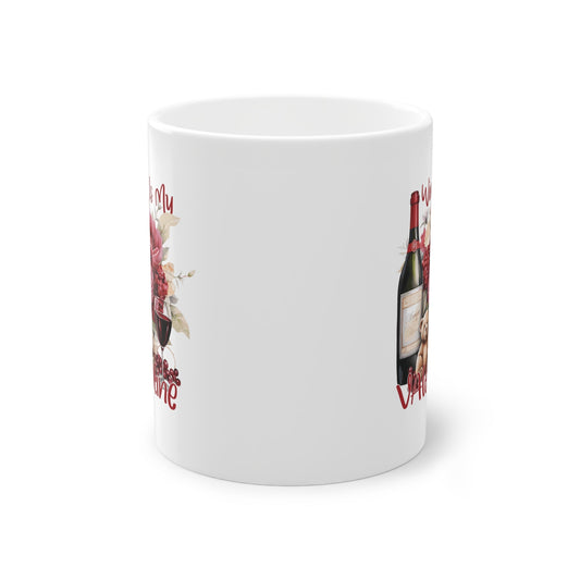 witzige Anti Valentinstag Tasse für Singles mit Wein Motiv