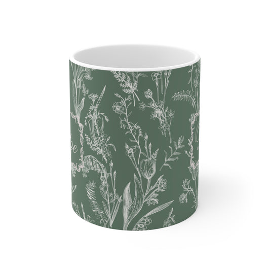 Lustige Fotze Tasse mit Vintage Blumenmuster - Salbei