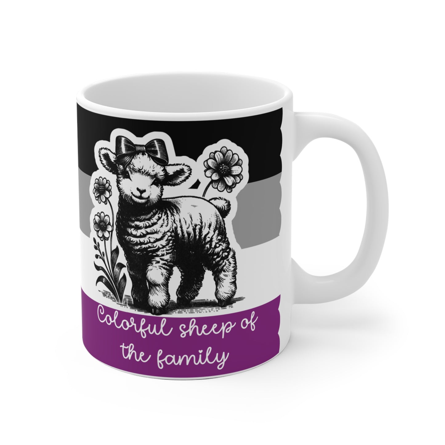 Pride Tasse „Colorful Sheep of the Family“ – Asexual Pride Geschenk mit Schaf-Motiv