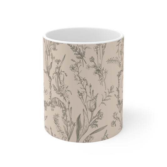 Lustige Fotze Tasse mit Vintage Blumenmuster - milk