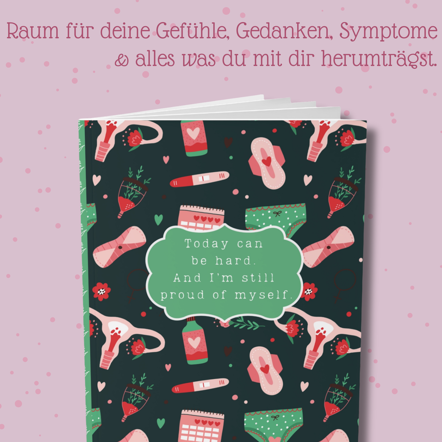 Schmerztagebuch - A5 - z.B. Endometriose, Adenomyose - grün