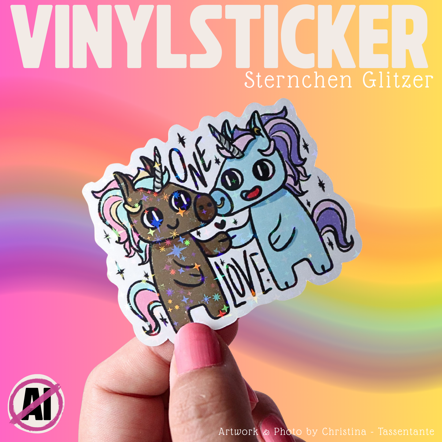 Pride Einhorn Sticker - One Love