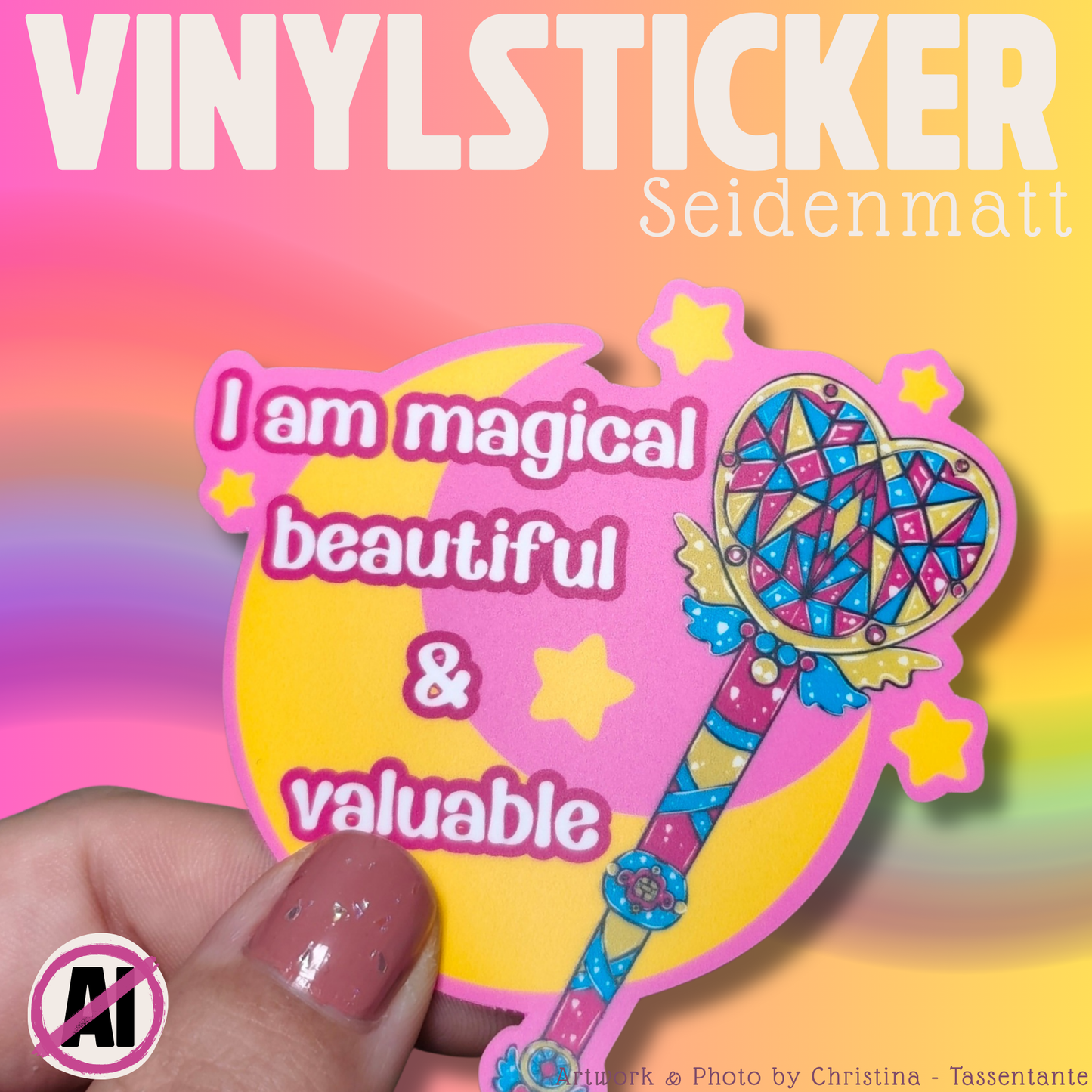 Pan - Pride Sticker- Pride Flags - 90s Magical Anime Wand - Moon