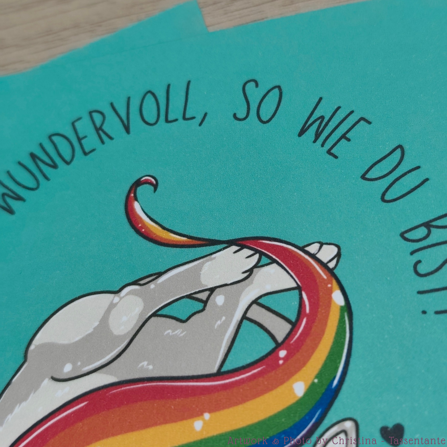 Lgbtq Pride Print, A6, Du bist wundervoll, so wie du bist, Katze mit Pride Flagge, Pride Geschenk, Coming Out