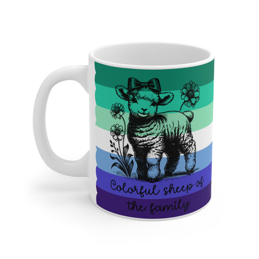 Pride Tasse „Colorful Sheep of the Family“ – Gay Pride Geschenk mit Schaf-Motiv