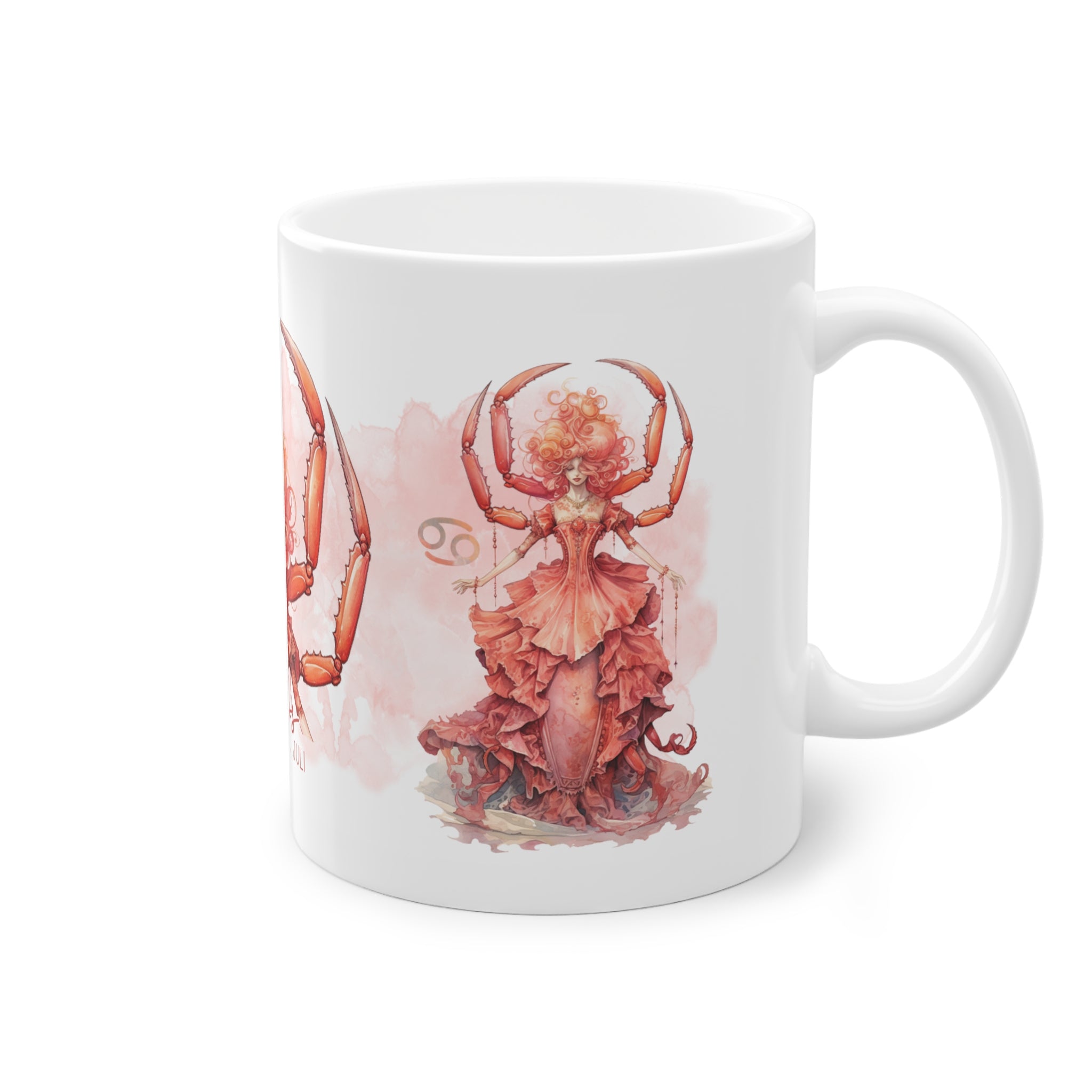 Unsere wunderschöne Motivtasse Krebs, das perfekte Geschenk für alle im Sternzeichen Krebs. Mit fantasievollem All-Over Print, ist sie ein Hingucker