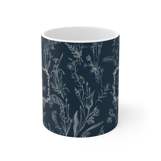 Lustige Fotze Tasse mit Vintage Blumenmuster