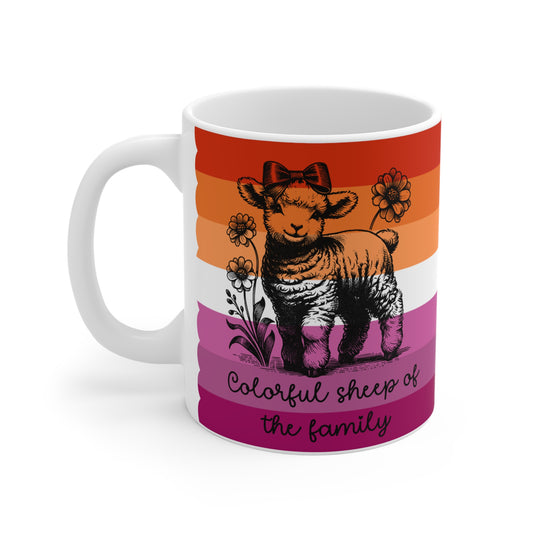 Pride Tasse „Colorful Sheep of the Family“ – Trans Pride Geschenk mit Schaf-Motiv