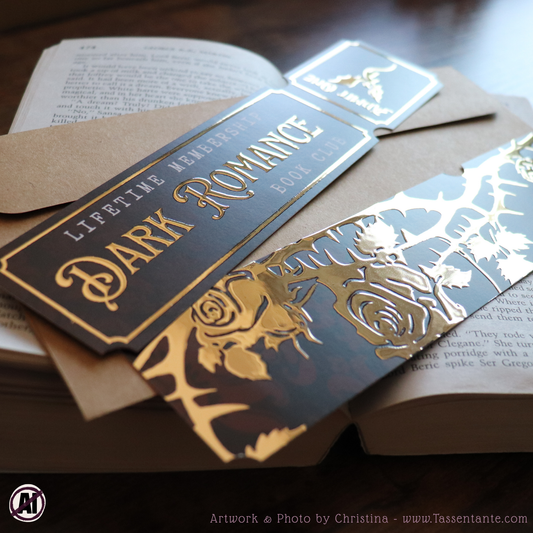 Dark Romance Lesezeichen mit 3D Folierung in Gold