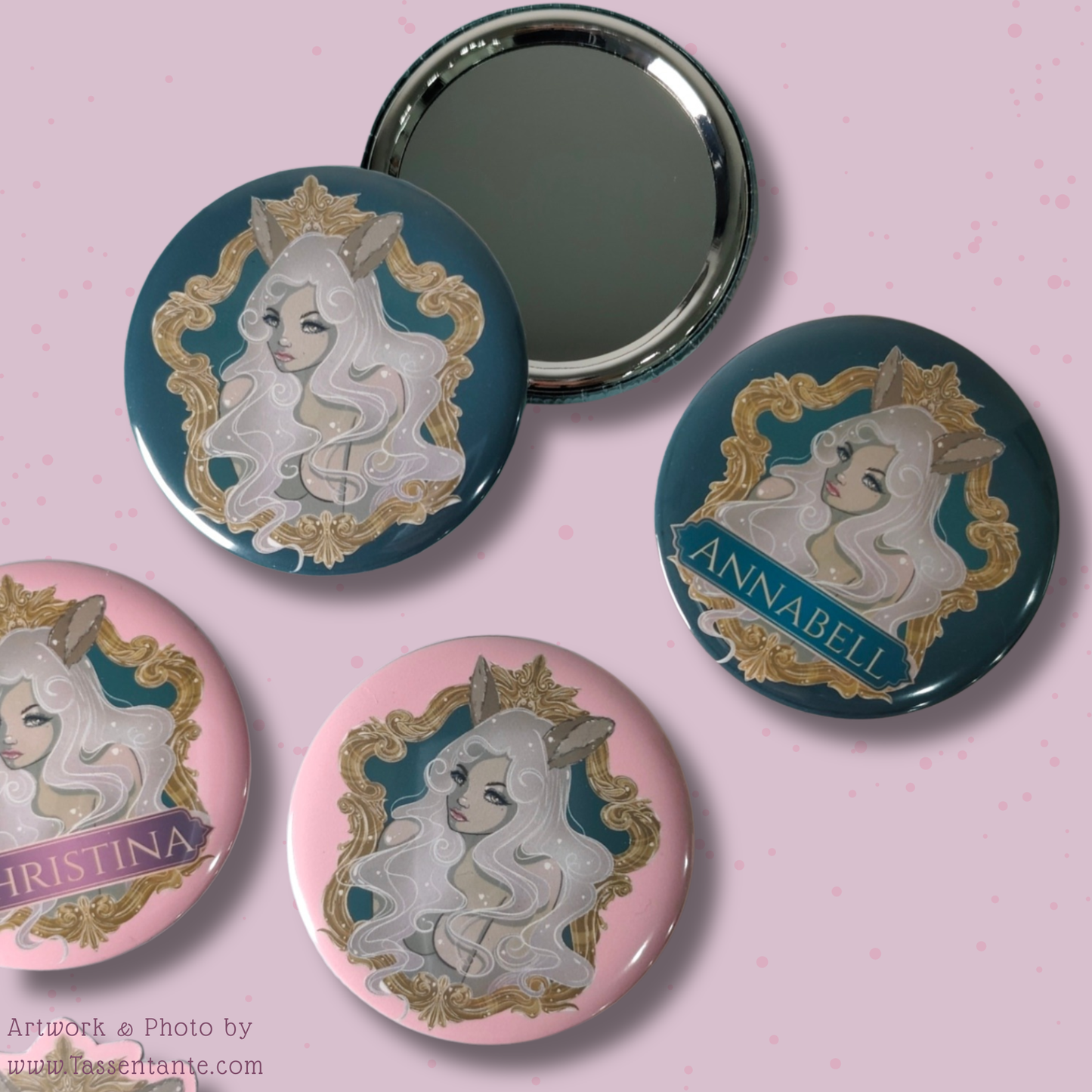 Personalisierter Taschenspiegel - Kosmetikspiegel - Honey Bun - 58mm