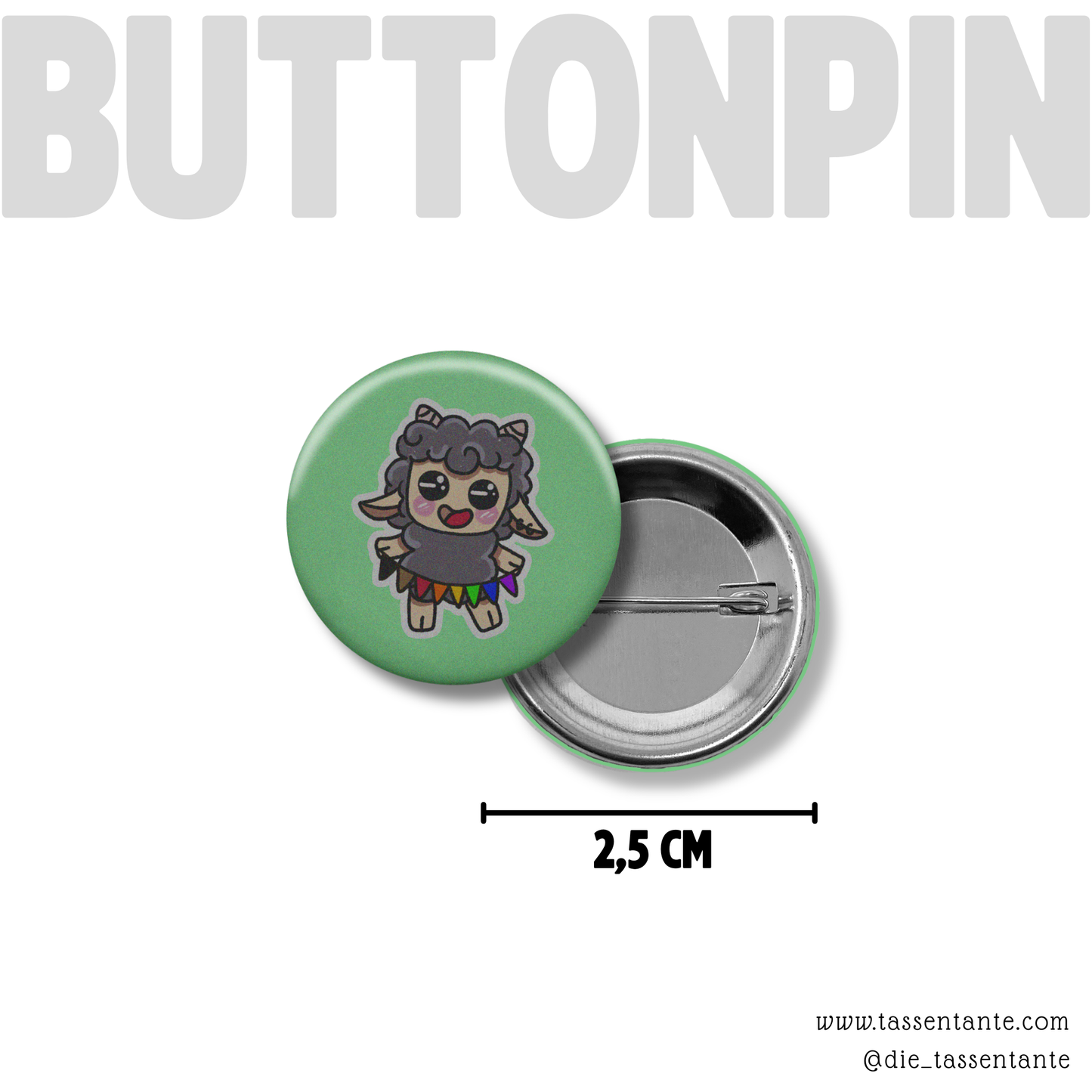 Button - Pride Schäfchen mit Wimpelflagge - 2,5 cm - lgbtq