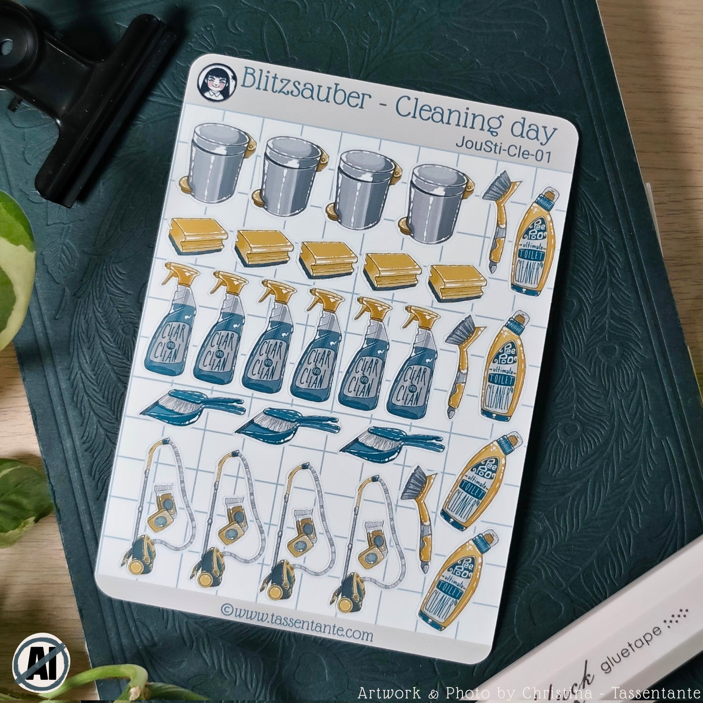 Journal Sticker Sheet - Blitzsauber - Cleaning Planner Sticker