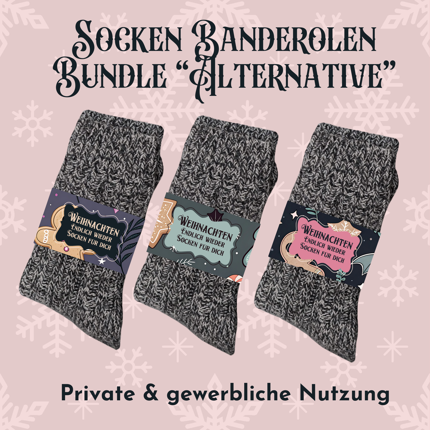 Sockenbanderolen zum Ausdrucken - Weihnachten - Gothic