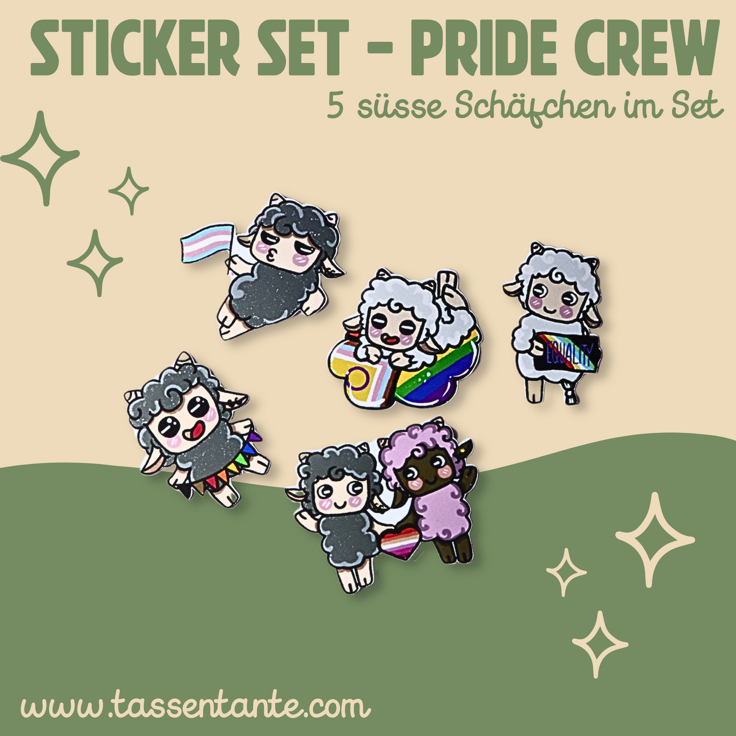 Sticker Set - Pride Crew Schäfchen - 5er Set