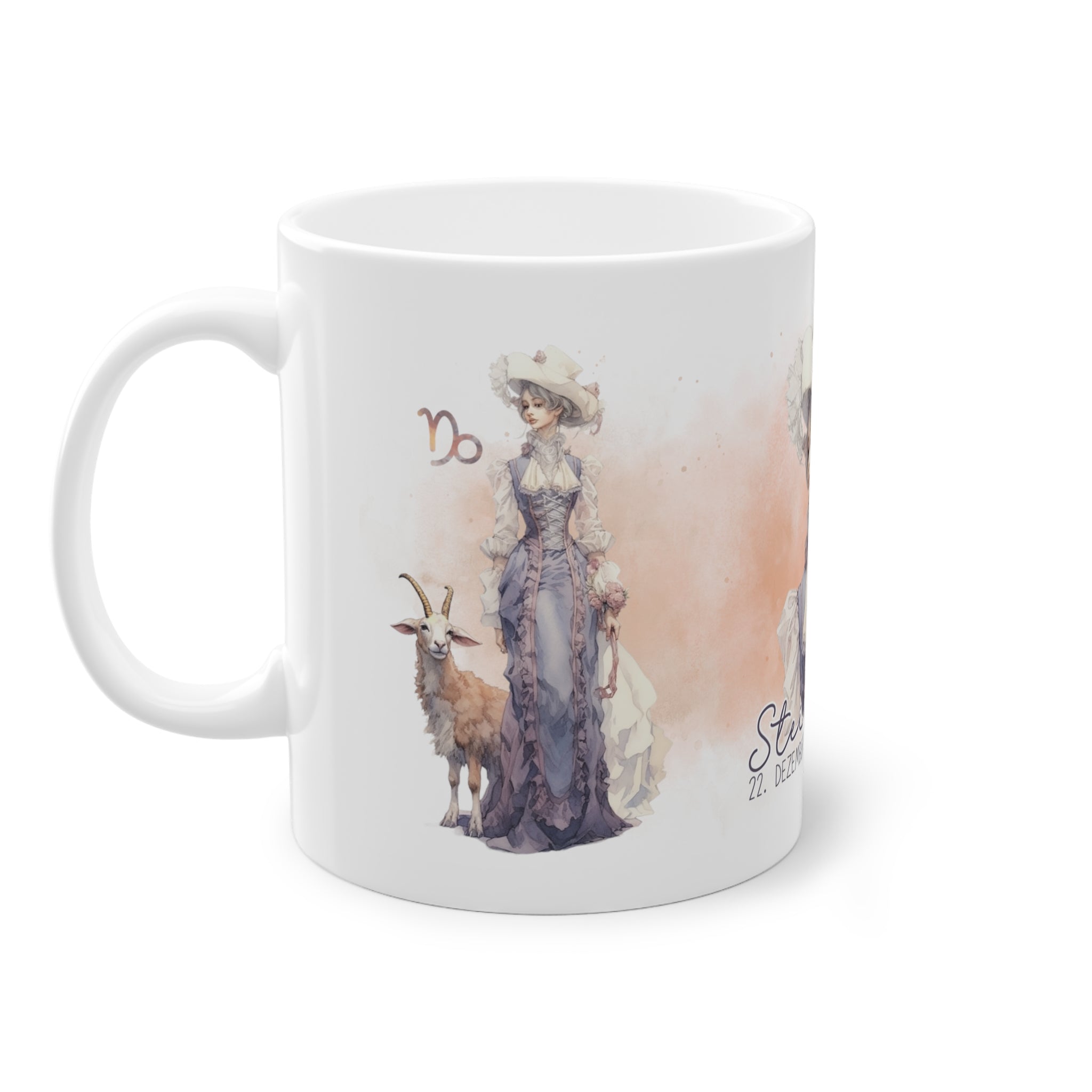 Unsere wunderschöne Motivtasse Steinbock, das perfekte Geschenk für alle im Sternzeichen Steinbock. Mit fantasievollem All-Over Print, ist sie ein Hingucker