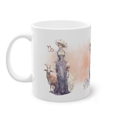 Unsere wunderschöne Motivtasse Steinbock, das perfekte Geschenk für alle im Sternzeichen Steinbock. Mit fantasievollem All-Over Print, ist sie ein Hingucker