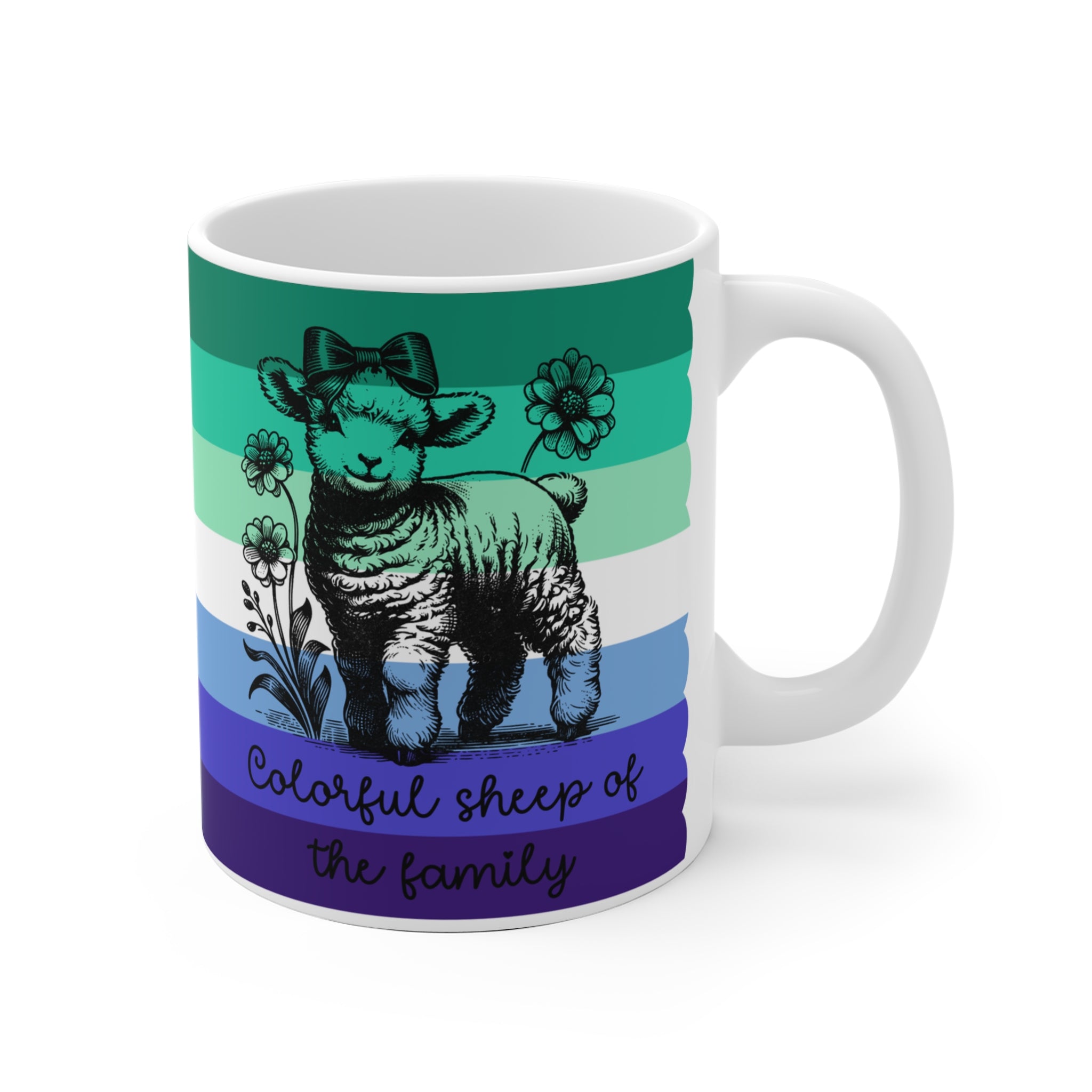 Pride Tasse „Colorful Sheep of the Family“ – Gay Pride Geschenk mit Schaf-Motiv