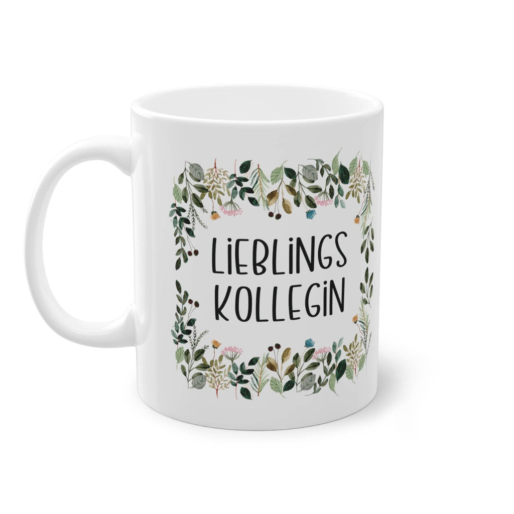 Bereite deiner Lieblingskollegin eine Freude mit unserer zauberhaften Tasse, umgeben von einem floralen Rahmen – das ideale Geschenk für Lieblings Kollegin
