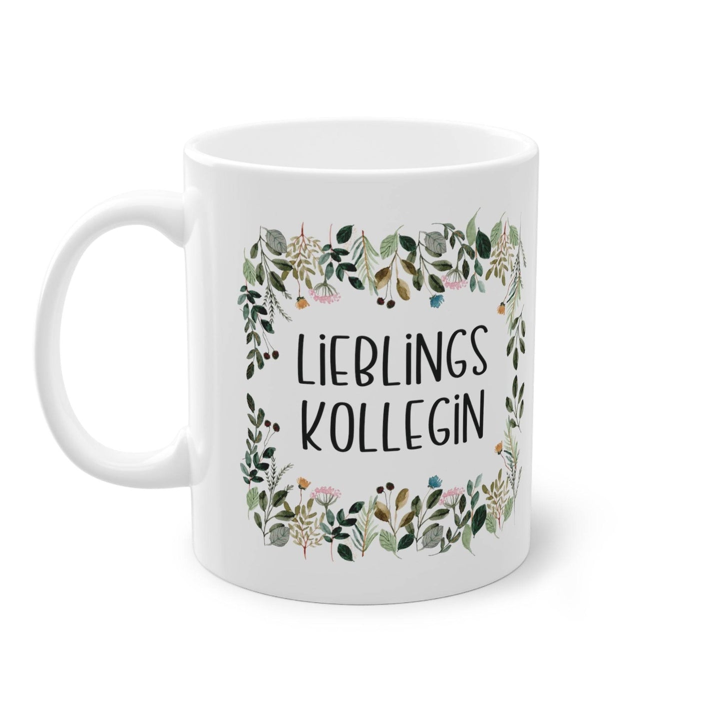 Bereite deiner Lieblingskollegin eine Freude mit unserer zauberhaften Tasse, umgeben von einem floralen Rahmen – das ideale Geschenk für Lieblings Kollegin
