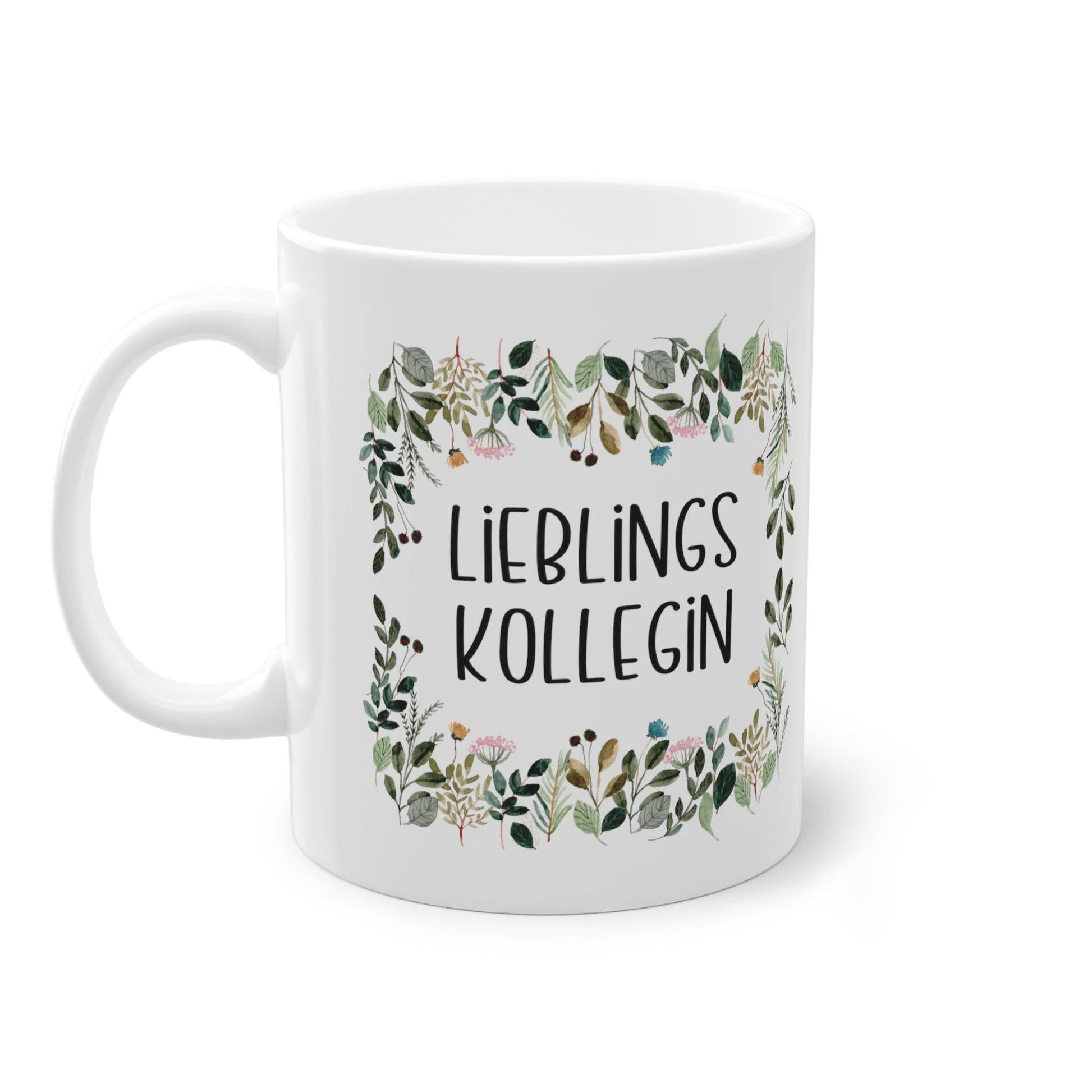Bereite deiner Lieblingskollegin eine Freude mit unserer zauberhaften Tasse, umgeben von einem floralen Rahmen – das ideale Geschenk für Lieblings Kollegin