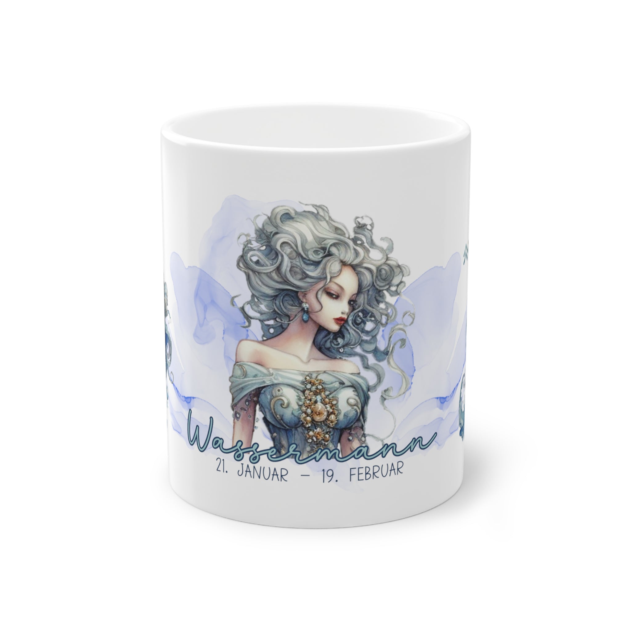 Unsere wunderschöne Motivtasse Wassermann, das perfekte Geschenk für alle im Sternzeichen Wassermann. Mit fantasievollem All-Over Print, ist sie ein Hingucker.