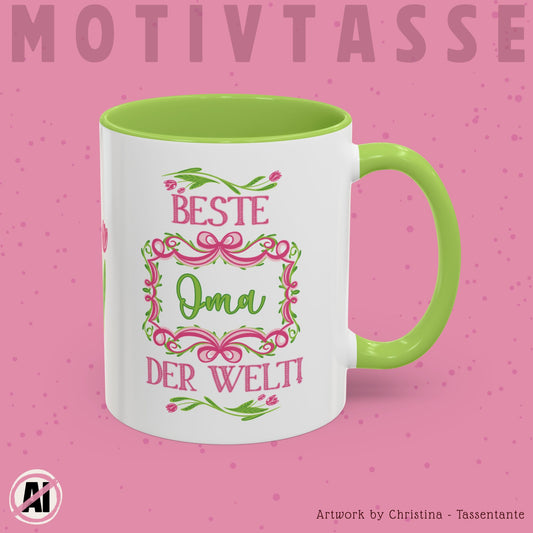 Beste Oma der Welt Tasse - Geschenk für Oma - Süße Geschenkidee von Enkelkindern für Geburtstag oder Muttertag