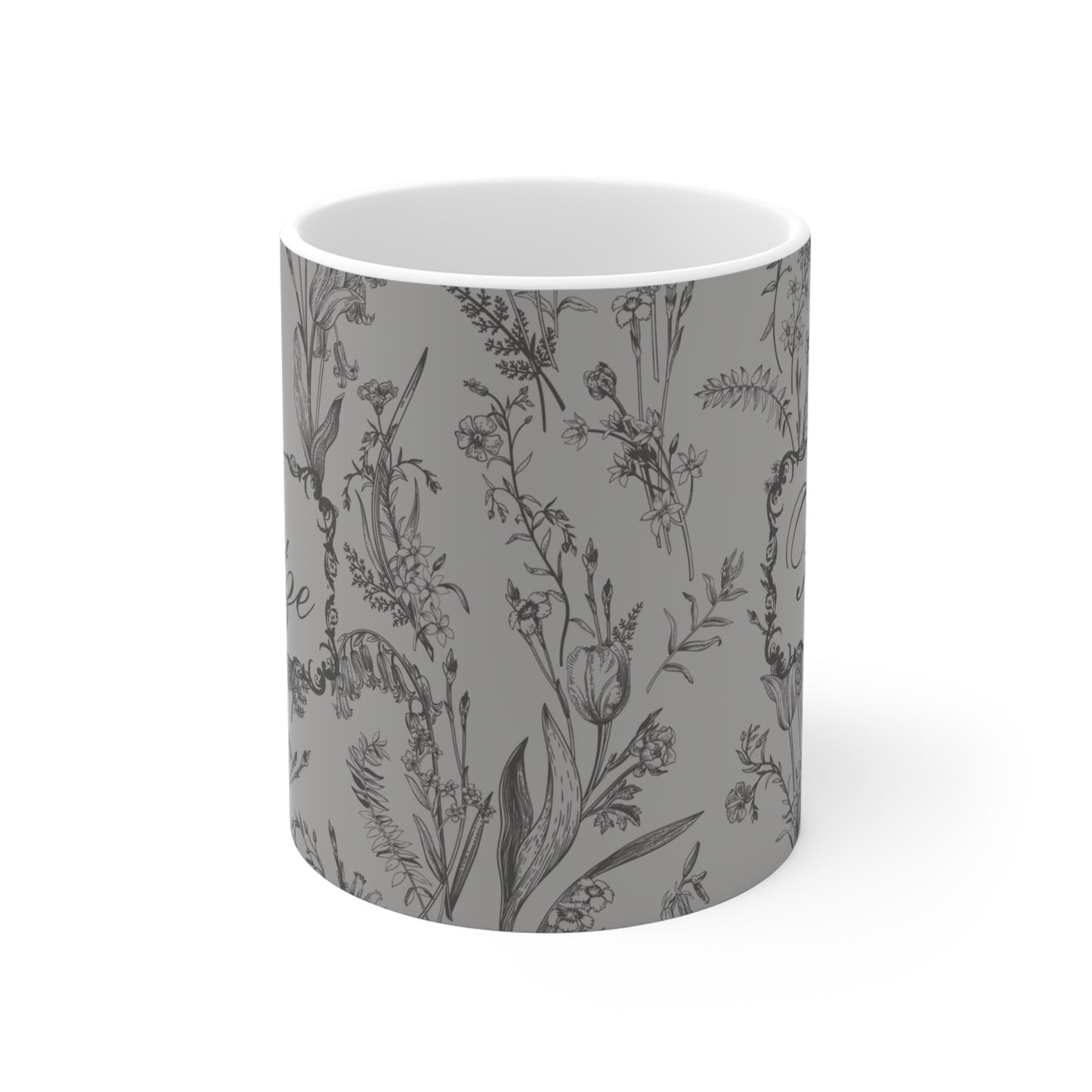 Lustige Fotze Tasse mit Vintage Blumenmuster - grey