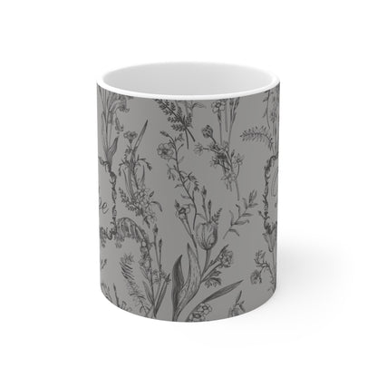 Lustige Fotze Tasse mit Vintage Blumenmuster - grey