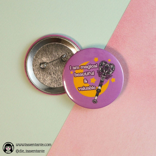 Asexual Pride Button - 59mm - 90s Magical Anime Wand - Moon