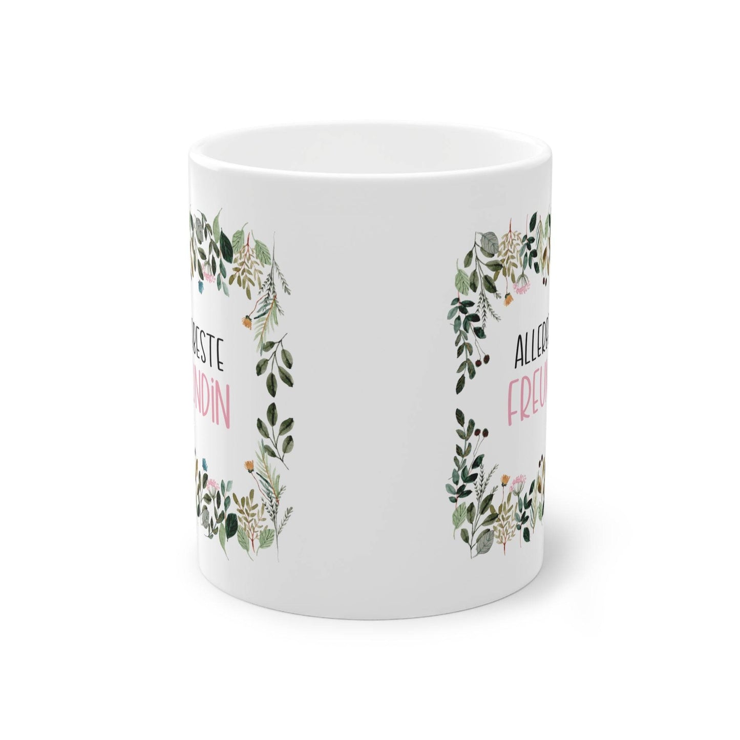 Überrasche deine Allerbeste Freundin mit dieser süssen Tasse, umhüllt von einem liebevollen floralen Rahmen – das perfekte Geschenk für die beste Freundin. 