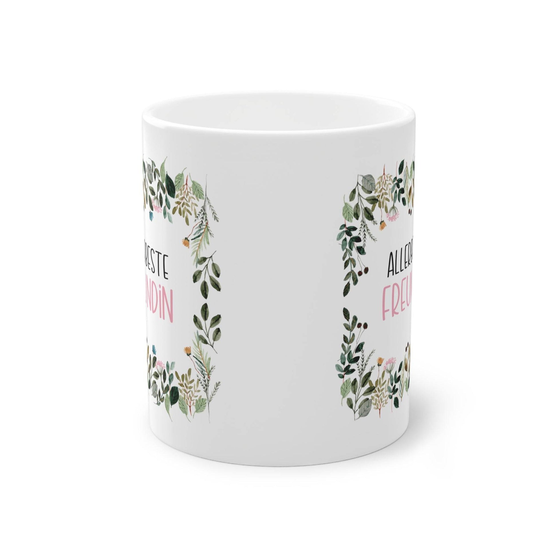 Überrasche deine Allerbeste Freundin mit dieser süssen Tasse, umhüllt von einem liebevollen floralen Rahmen – das perfekte Geschenk für die beste Freundin. 