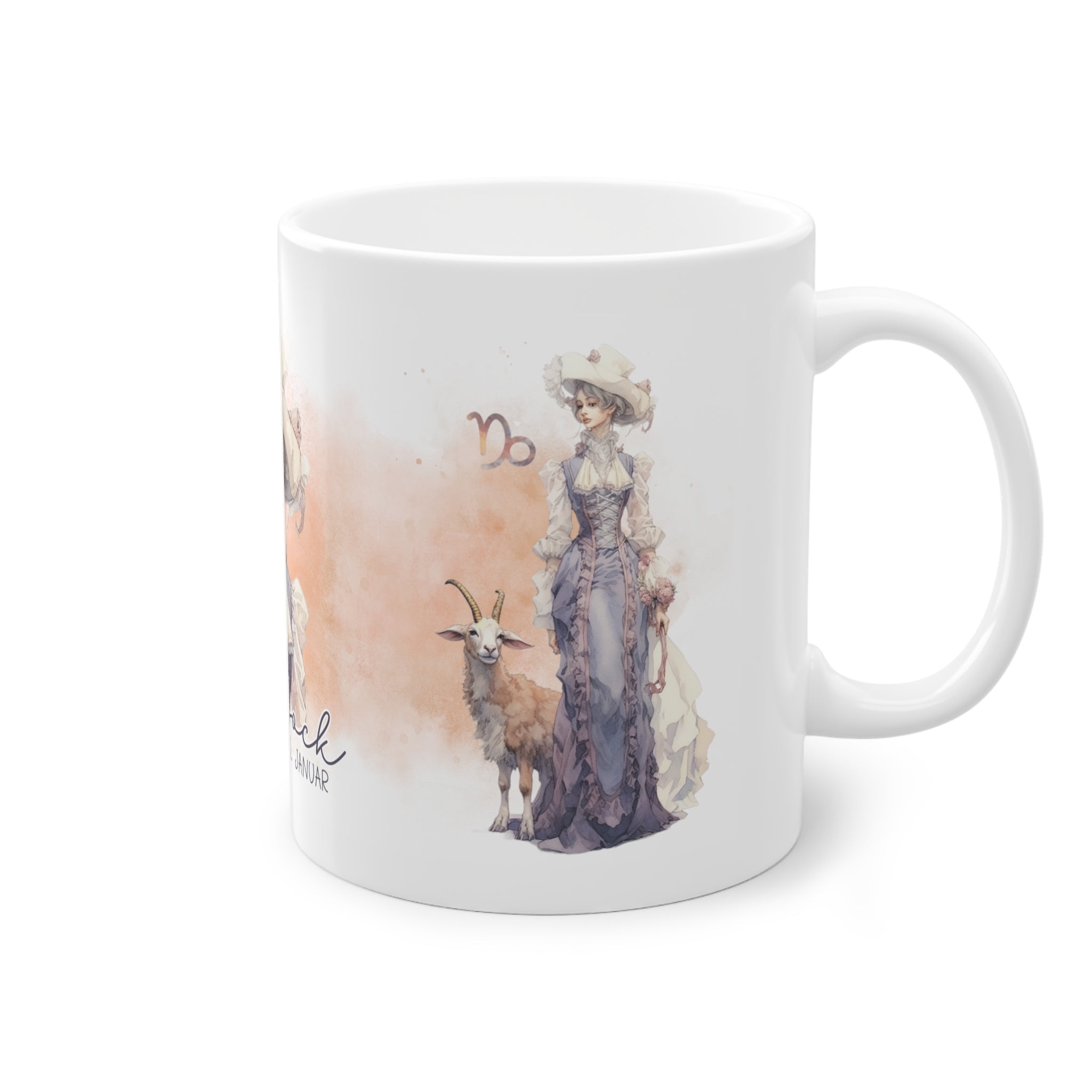 Unsere wunderschöne Motivtasse Steinbock, das perfekte Geschenk für alle im Sternzeichen Steinbock. Mit fantasievollem All-Over Print, ist sie ein Hingucker