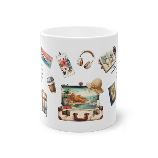 Tasse Geschenk für das Auslandsjahr mit Reisemotiven "Man entdeckt keine neuen Erdteile, ohne den Mut zu haben, alte Küsten aus den Augen zu verlieren." 