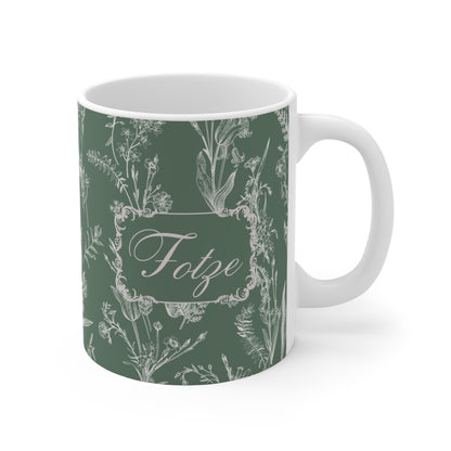 Lustige Fotze Tasse mit Vintage Blumenmuster - Salbei