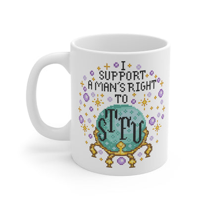 Motivtasse -  Feministische Kreuzstich Optik Tasse - I support a man´s right to stfu