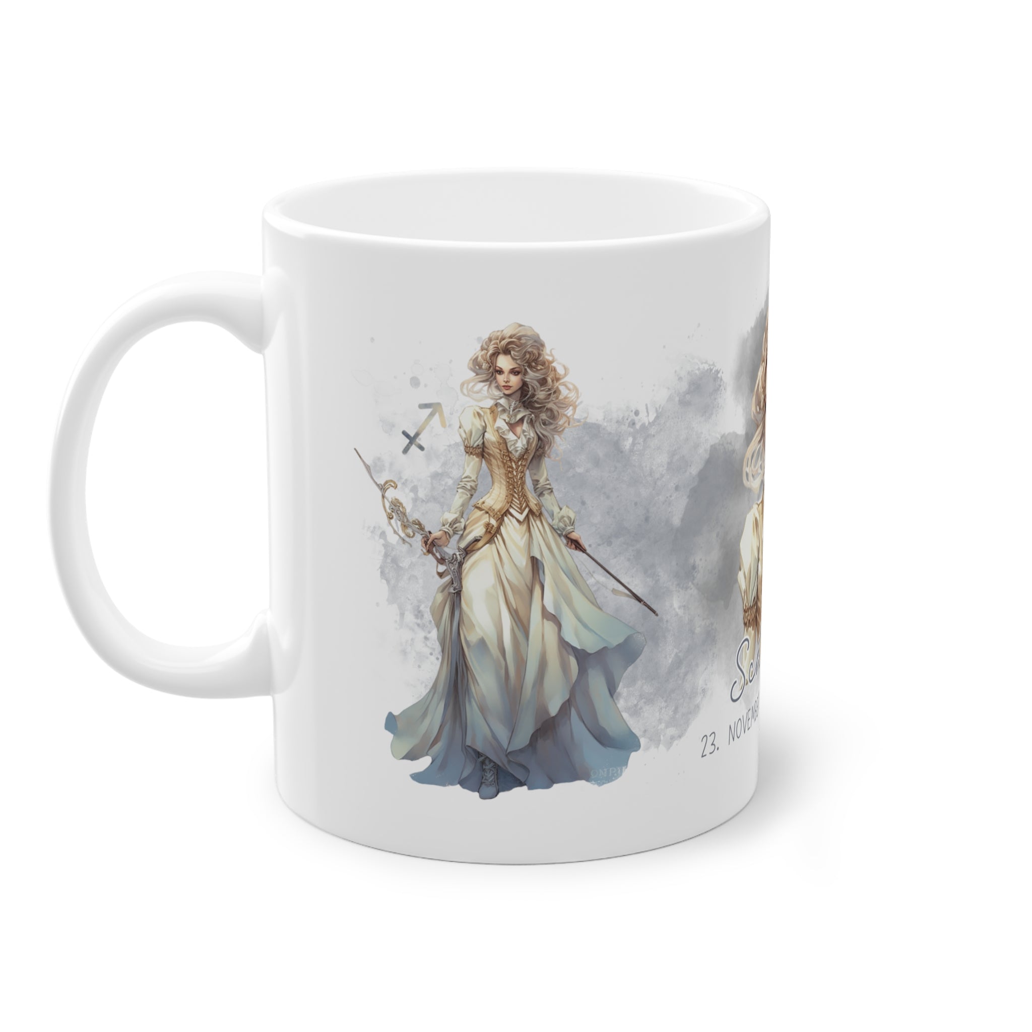 Unsere wunderschöne Motivtasse Schütze, das perfekte Geschenk für alle im Sternzeichen Schütze. Mit fantasievollem All-Over Print, ist sie ein Hingucker.