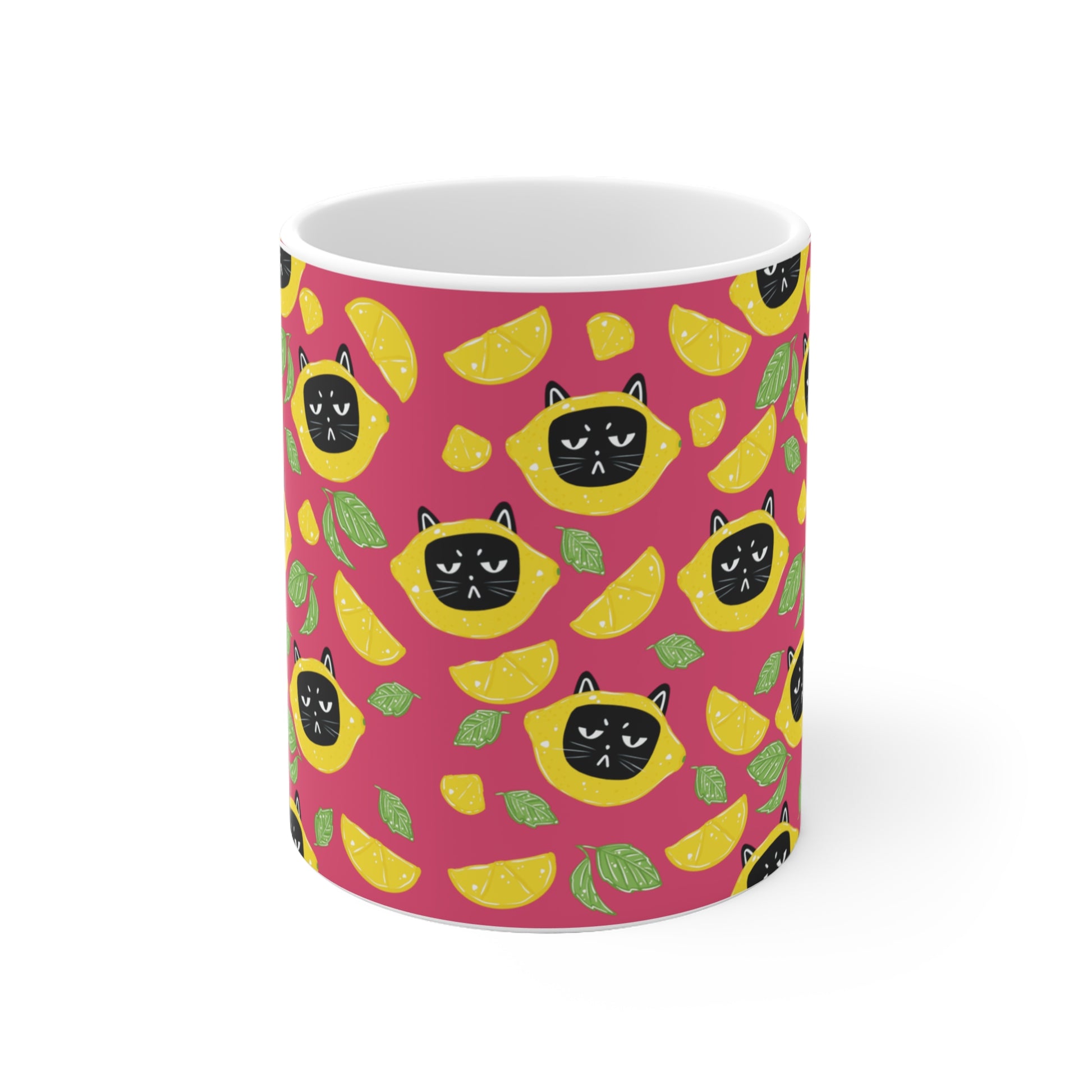 Bunte Tasse mit Kater & Erdbeeren - Sommer Design mit Leopold Lustige Geschenkidee