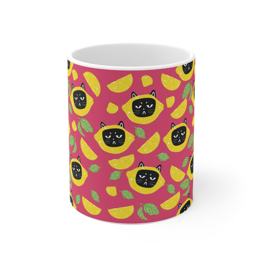 Bunte Tasse mit Kater & Erdbeeren - Sommer Design mit Leopold Lustige Geschenkidee