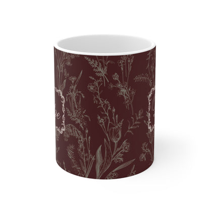 Lustige Fotze Tasse mit Vintage Blumenmuster - wine