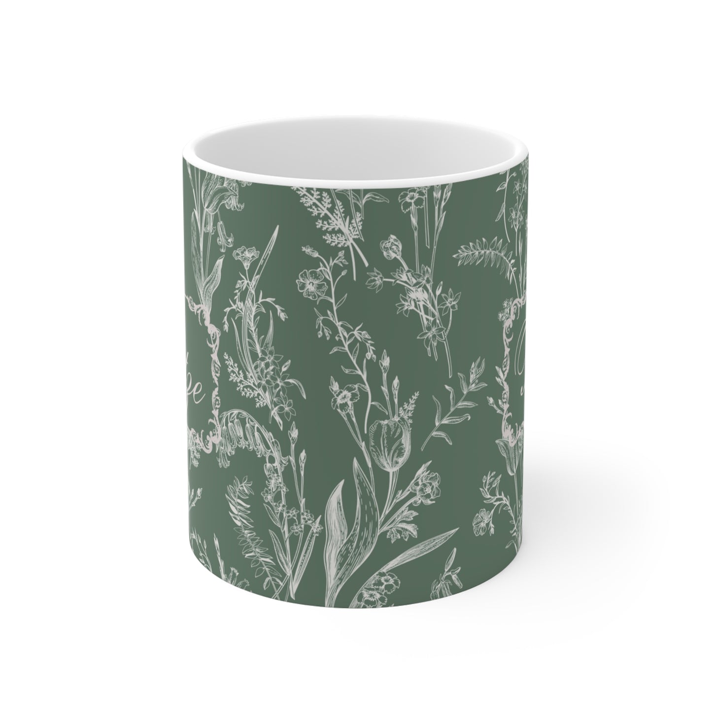 Lustige Fotze Tasse mit Vintage Blumenmuster - Salbei