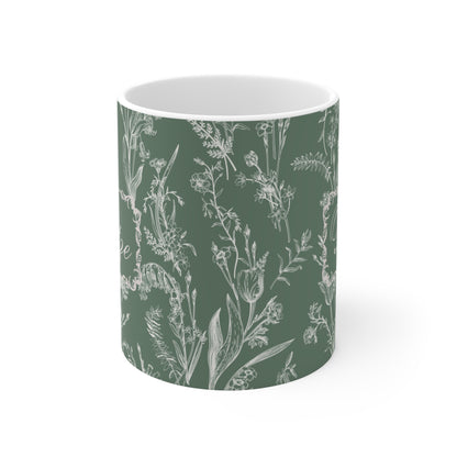 Lustige Fotze Tasse mit Vintage Blumenmuster - Salbei