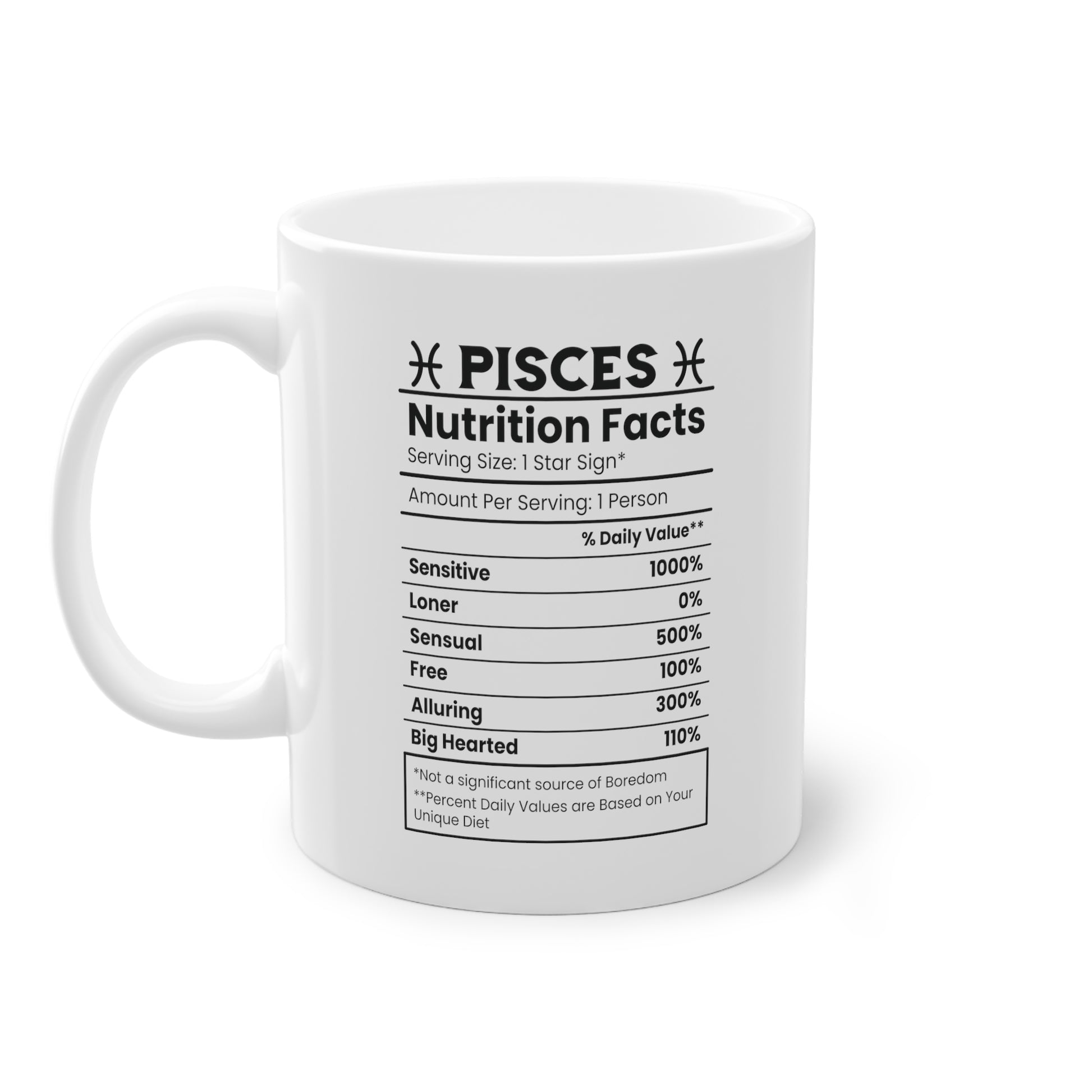 Unsere wunderschöne Motivtasse Fische, das perfekte Geschenk für alle im Sternzeichen Fische. Mit minimalistischem Print, ist sie ein dezenter Hingucker.