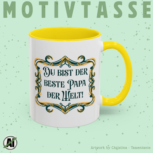 Du bist der beste Papa der Welt Tasse - Geschenk für Papa zum Vatertag oder Geburtstag - Vintage Ornament Design