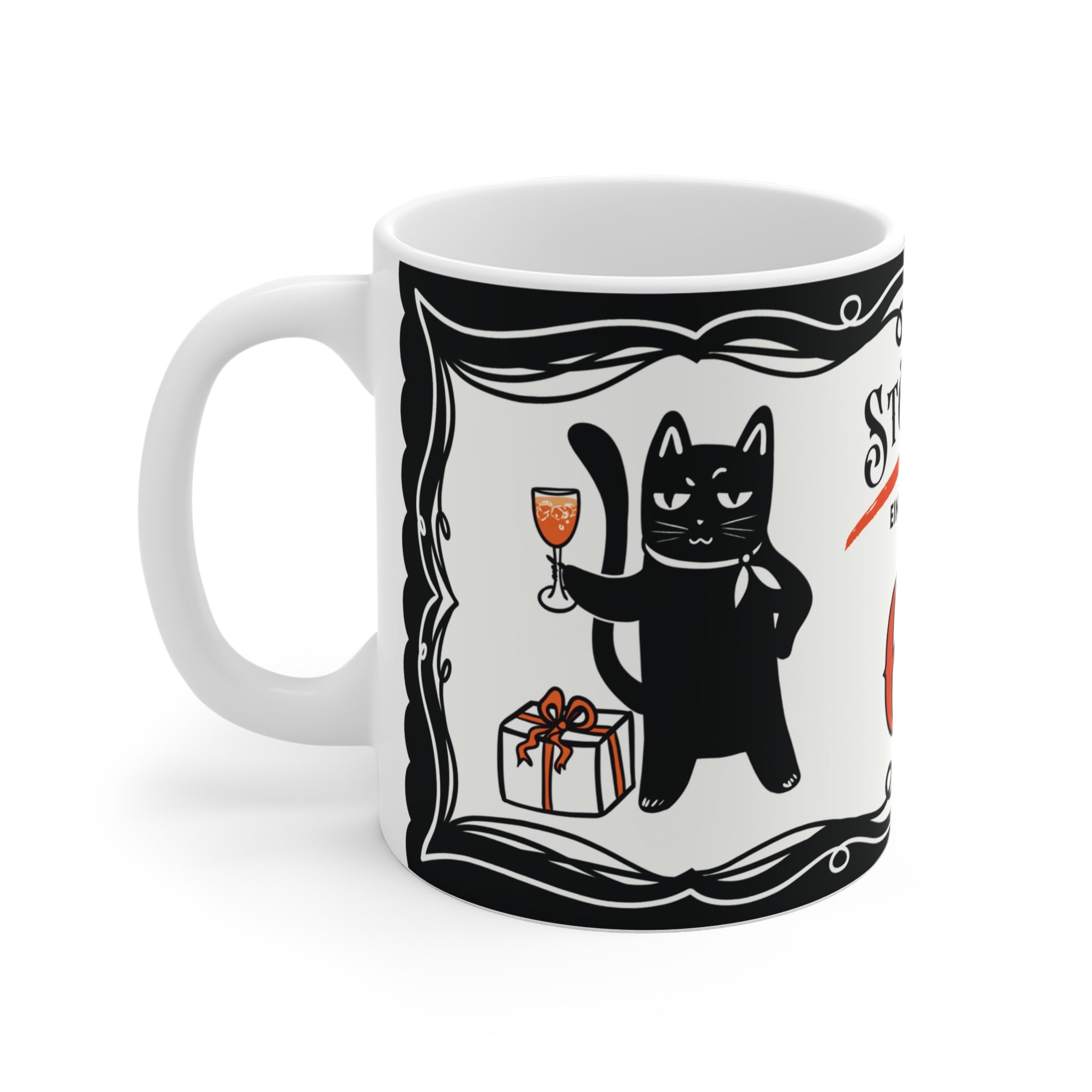 Lustige Geburtstagstasse 60 - Katze Leopold mit Sektglas - Geschenk zum 60. Geburtstag