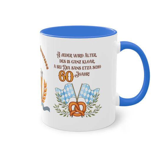 Bayerische Geburtstags-Tasse „60 Jahre“ – Perfektes Geschenk für Bayern-Fans
